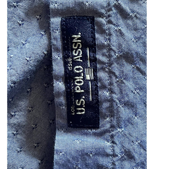 U.S. Polo Assn. Men's Dress Shirt XXL Blue Short Sleeve Button Down Collar - Picture 6 of 8